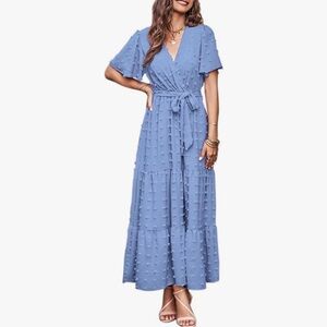 NWT Swiss Dot Blue Maxi Dress